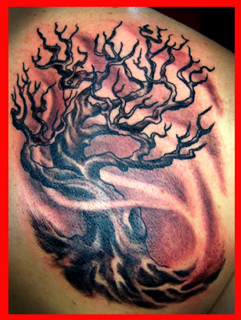 Tattoos - Blackwork tattoos - Tree wind